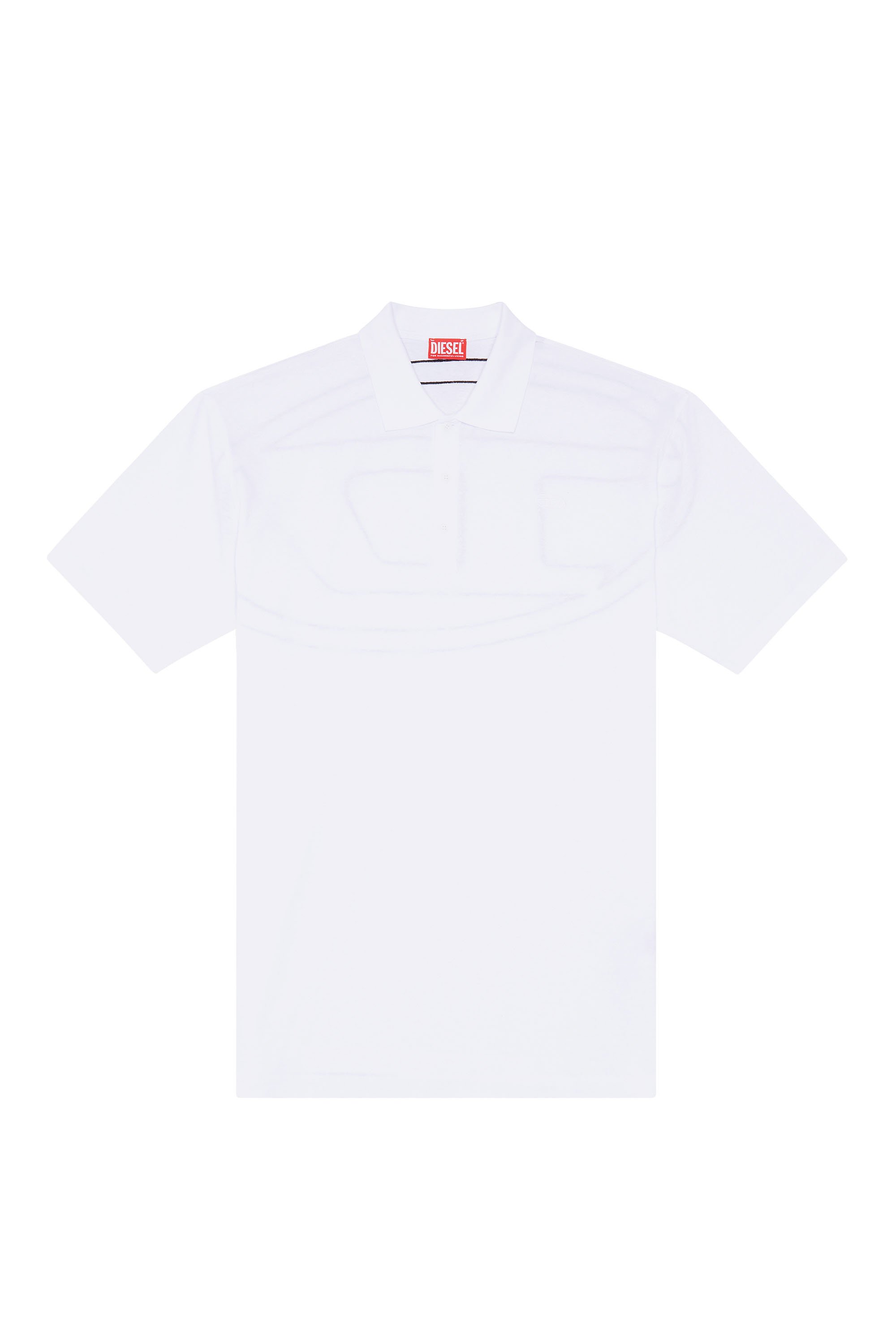 Diesel - T-VORT-MEGOVAL-D, Man's Polo shirt with maxi oval D embroidery in White - 3